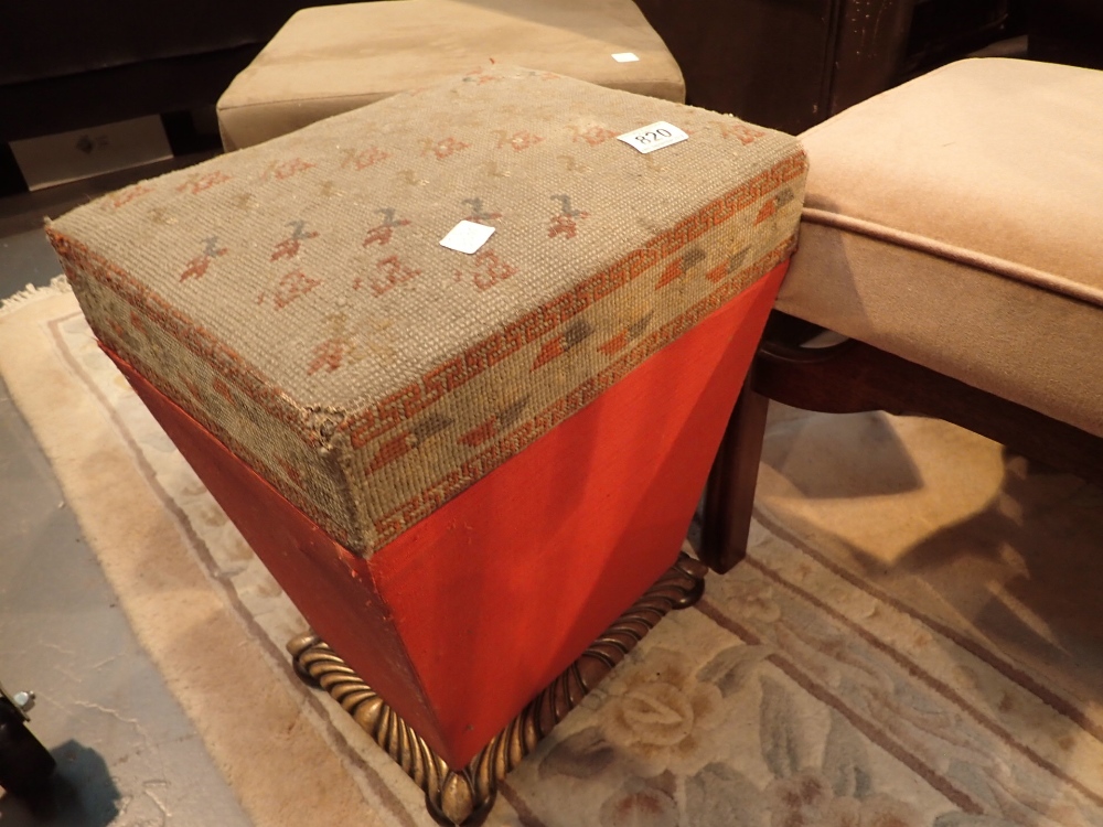 Tapestry upholstered lifting lid stool