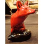 Royal Doulton Flambe seated fox figurine H: 11 cm