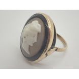 9ct gold cameo ring size L 6.