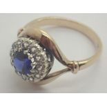 9ct gold ring with sapphire stone size N 3.