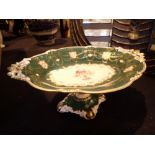 Royal Crown Derby green floral tazza L: 27 cm