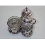 Victorian hallmarked silver table cruet with silver mounted glass inserts