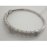 Sterling silver 5.00ct diamond bangle RRP £2200.