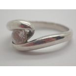 Silver stone set ring size N