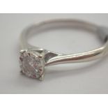 9ct white gold diamond solitaire ring size O 2.