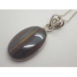 Silver opal jasper pendant on silver necklace both stamped 925