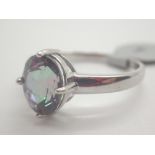 Gemporia silver multi coloured solitaire ring stamped 925 TGGC size U 3.