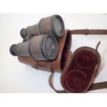 Leather cased Price and Morse Bristol naval binoculars