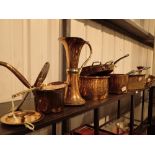 Large collection of vintage copper including pan sets etc