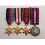 Four WWII strip of miniature medals