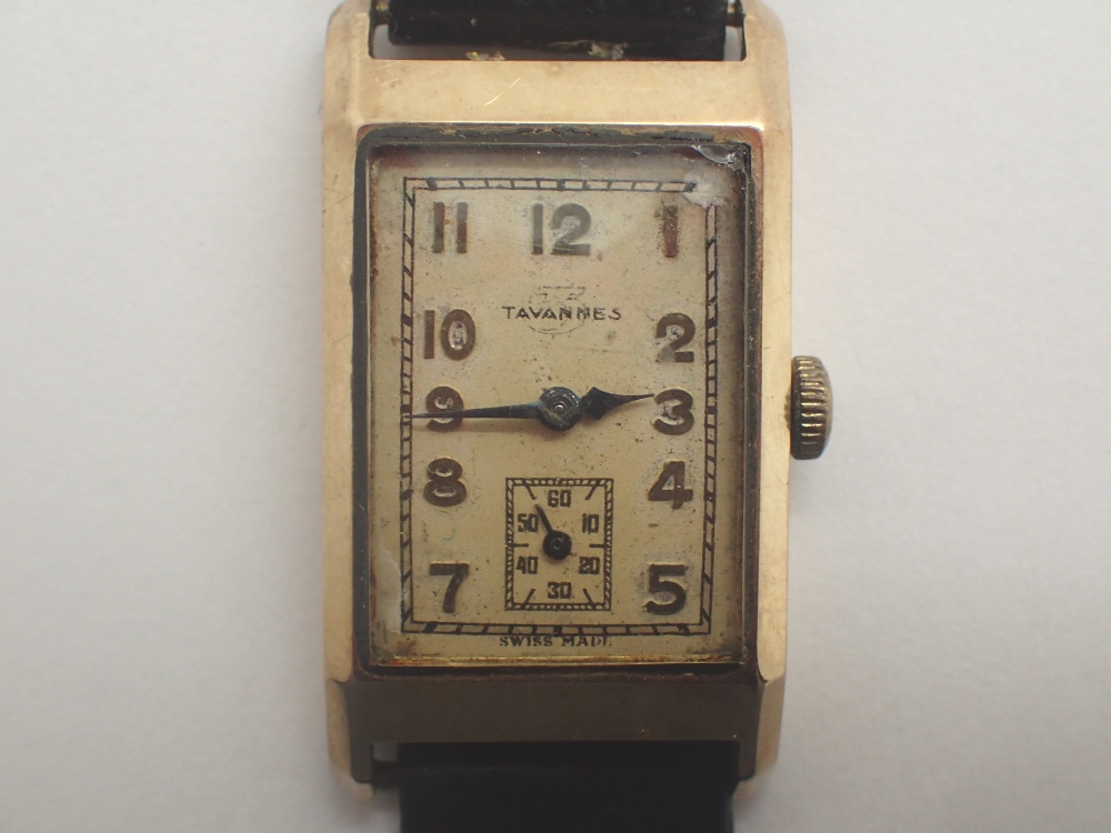 Tavannes 9ct gold tank wristwatch