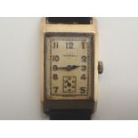 Tavannes 9ct gold tank wristwatch