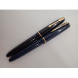 Two Parker fountain pens with 14ct gold nibs