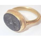 3rdC AD Roman Centurion intaglio ring in 23ct gold size P / Q 4.