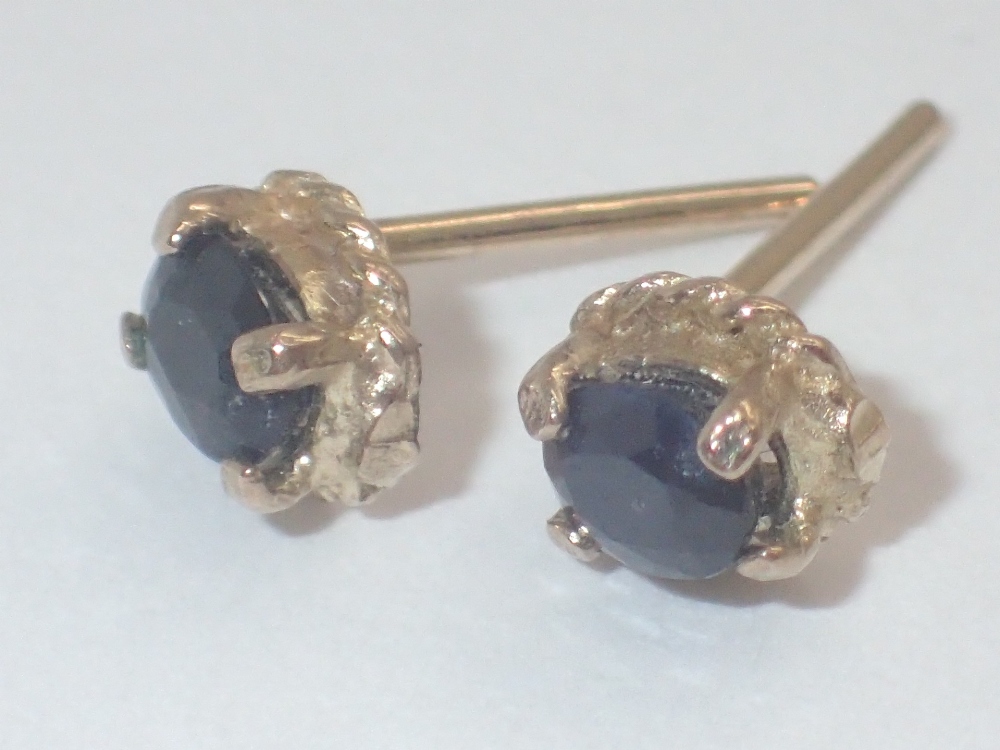 9ct gold sapphire earrings ( no butterfly clips present )