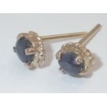 9ct gold sapphire earrings ( no butterfly clips present )