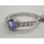 Gemporia silver tanzanite and cubic zirconia ring stamped 925 TGGC size P