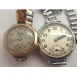 9ct gold cased ladies vintage Rolex Tudor wristwatch on expanding bracelet and a chromed ladies