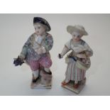 Two 19thC Choisy le Roy figures with crossed sword backstamp one A/F