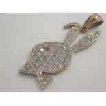 9ct gold large stone set Playboy bunny pendant