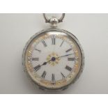 935 silver fob watch with jewelled face