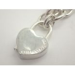 Silver Tiffany style bracelet with love heart padlock