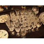 Collection of crystal glasses including wine brandy etc