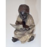 Bergman cold painted bronze Arab scribe with B in vase and 27?? stamped to jacket