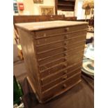 Antique box of ten graduated collectors drawers 30 x 26 x 27 cm