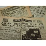 Copy of Daily Express 1942 with headline Singapore last stand The Daily Sketch 1941 Russians Smash