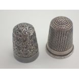 Charles Horner hallmarked silver thimble Chester assay and a further silver thimble