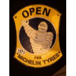 Cast iron sign Open for Michelin Tyres D: 27 cm