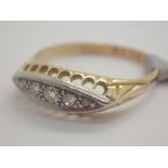 18ct gold vintage five stone diamond ring size K 1.