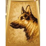 Framed carpet of a German Shepherd dog