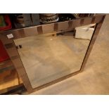 Square wall mirror with brushed steel frame 70 x 70 cm