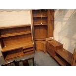 Wall display cabinet c1970 with record storage matching corner unit and a small mirror