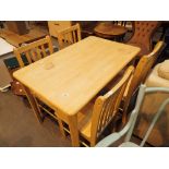Pine kitchen table and four chairs 112 x 72 cm