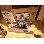 Box of new old stock mosaic solar lights and a box of Hot Designs Glitz and Glam nail set