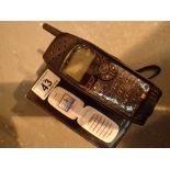 Alcatel OT-E230 mobile phone boxed with paperwork and charger and Motorola M3788E phone and case (