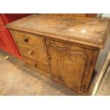 Victorian pine chest with three drawers and side cupboard 165 x 72 x 47 cm