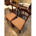 Two mid century hall chairs with upholstered seats