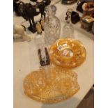 Mixed carnival glass four decanters and dressing table set CONDITION REPORT: Lower