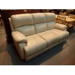 Cream leather three seater couch