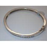 Sterling silver stone set hinged bangle fully hallmarked