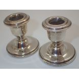 Sterling silver 1988 pair of small candlesticks by Ari D Norman