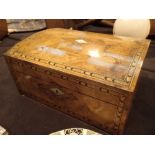 Victorian burr walnut inlaid sewing box