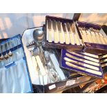 Collection of silver cased silver plated flatware and some loose flatware