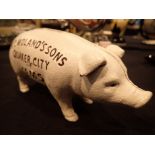 Cast iron butchers pig moneybox L: 20 cm