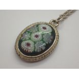 Silver millefiori pendant on a silver chain