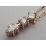 9ct gold three stone necklace